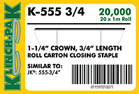 Klinch-Pak Roll Staples (K-555-3/4)